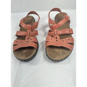 Clarks Lexi Leather Sandals Slingback coral peep toe size 9 M